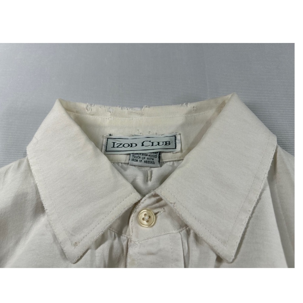 Izod Club Mens Shady Oaks CC Polo Shirt Cream Off White Short Sleeve Pocket L